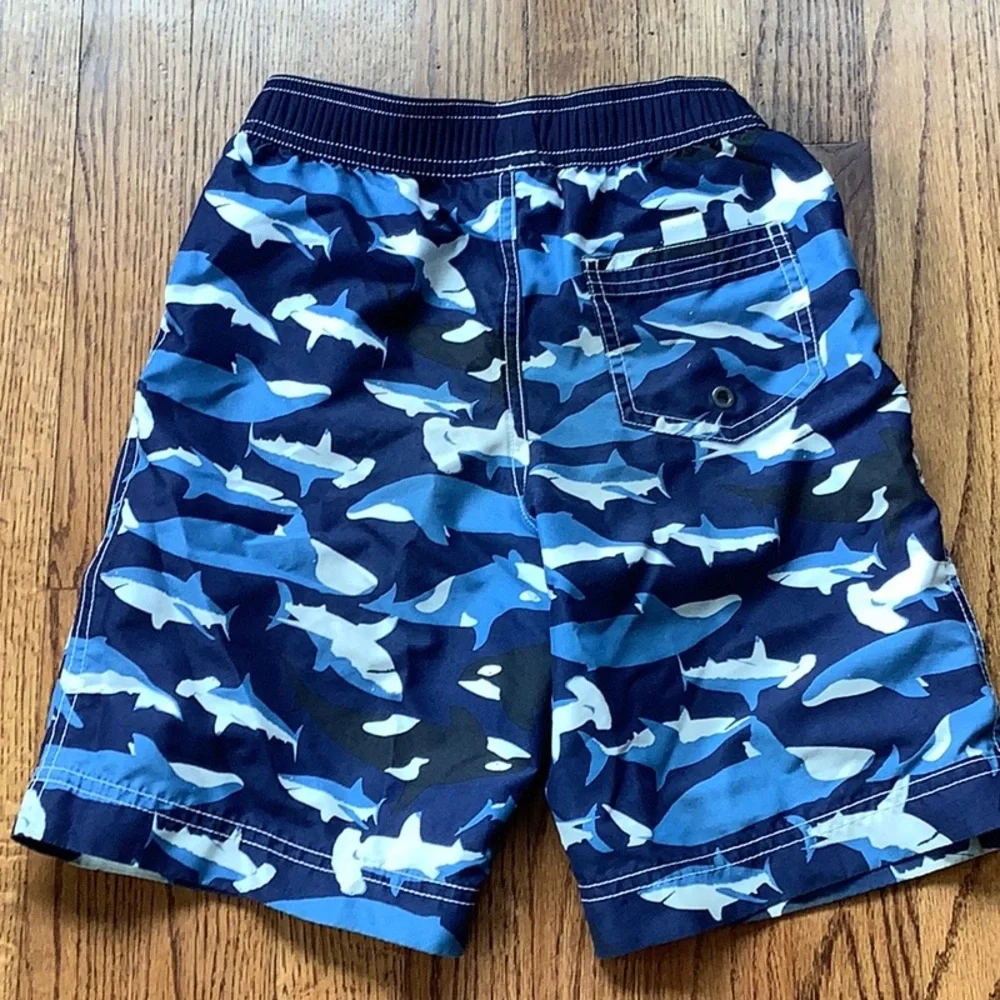 Hanna Andersson - Swim Trunks - Boys’ - Blue/Navy/White - US 6/7 Swimwear